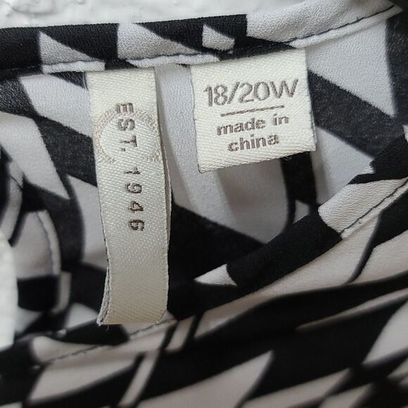 Cato lg slve button up  blk&white blouse - Picture 11 of 15